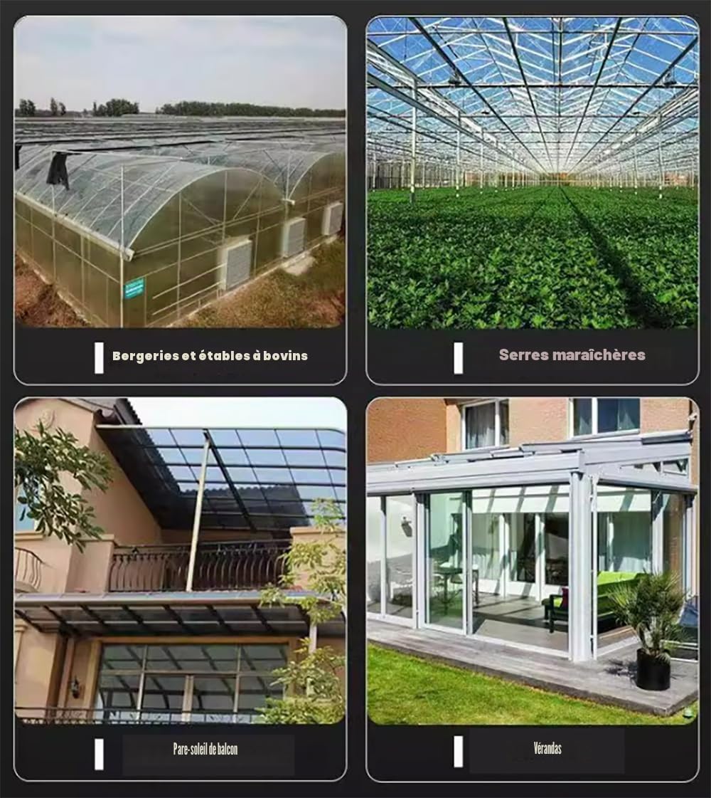Toiture en Plastique Transparent Panneaux de toiture en Polycarbonate résistants aux UV éclairage Naturel en Fibre de Verre pour Jardin, véranda, Serre, Cours(Size:0.5m*5m,Color:0.8mm)