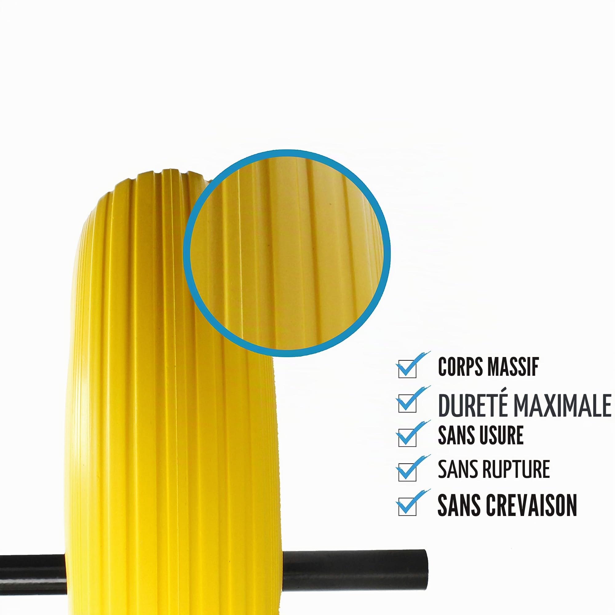 Ferrestock Roue pleine increvable pour brouette de chantier et jardinage professionnelle ou domestique, Jaune
