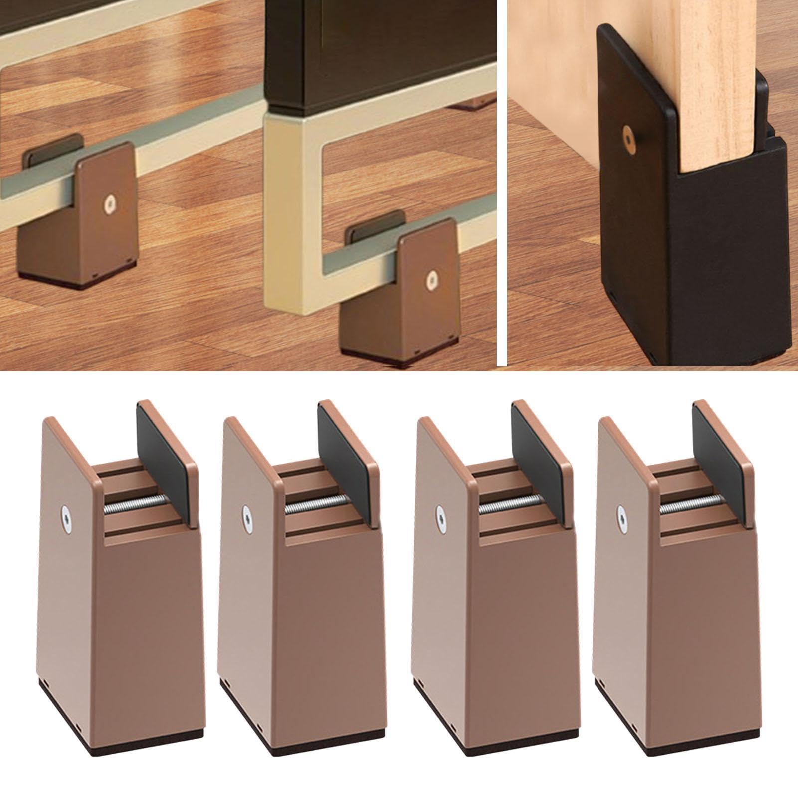 4 Piezas de Elevadores de Cama, Elevadores de Muebles, Accesorios, Protector de Suelo, Bloques Portátiles, Extensores de Altura para Sillas, So, MarrÓn, Altura 10 Cm