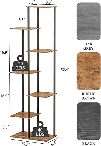 Miniatura 2 de Soporte para Plantas de Interior de 7 Niveles y 8 Macetas Estante de Metal y Madera para Plantas, Múltiples Macetas de Flores Soporte Alto para
