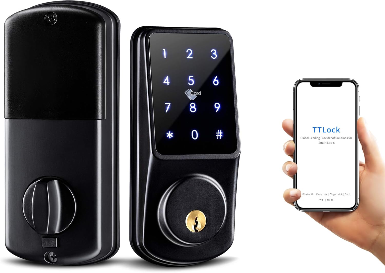 Uр Tо 40% оƒƒ YRHAND Smart Lock Keyless Entry Deadbolt Door Locks,Digital Electronic Bluetooth Deadbolt Door Lock with Keypad,APP,Code,IC Card,Wristband and Key for Home Hotel Office Apartment Smart Door Lock
