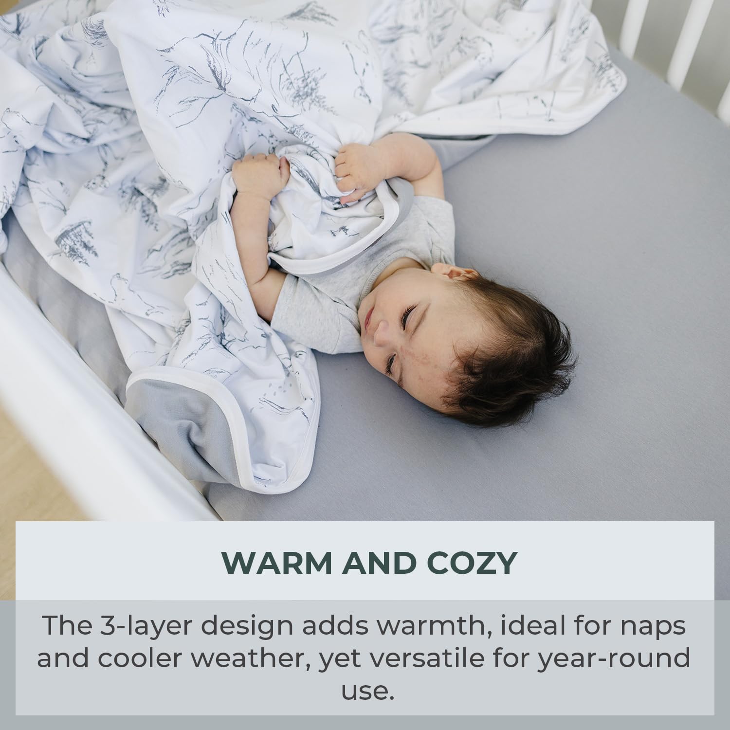 Pobibaby Manta premium de 3 capas para bebés y niños pequeños, mezcla de algodón ultrasuave, mantas transpirables para niños y niñas, manta suave de 50 x 50 pulgadas, diseño neutro (explorar