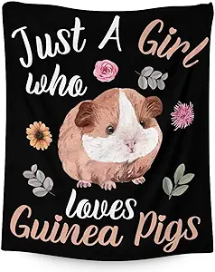 Guinea Pig Blanket Gifts - 40x50 Inches Cute Throw for Girls - Black Soft Fuzzy Blankets for Bed, Couch & Living Room