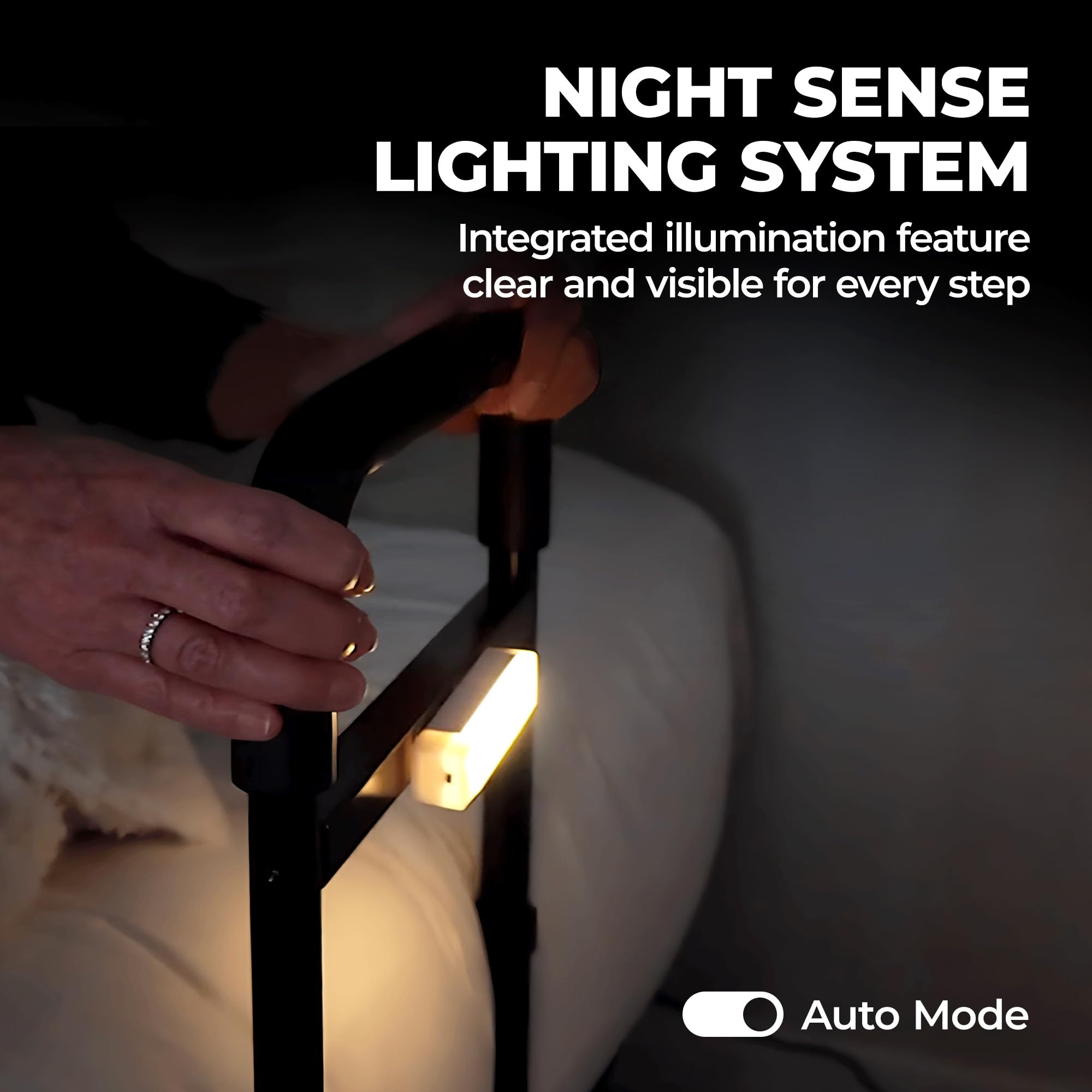 NIMOOD C1 PRO Barriera Letto, Sponda Letto Anticaduta per Anziani e Disabili, Regolabile in Altezza, Adatto a Varie Letto, Luci a LED per Evitare Cadute Notturne, Stabile con Cinghia di Sicurezza