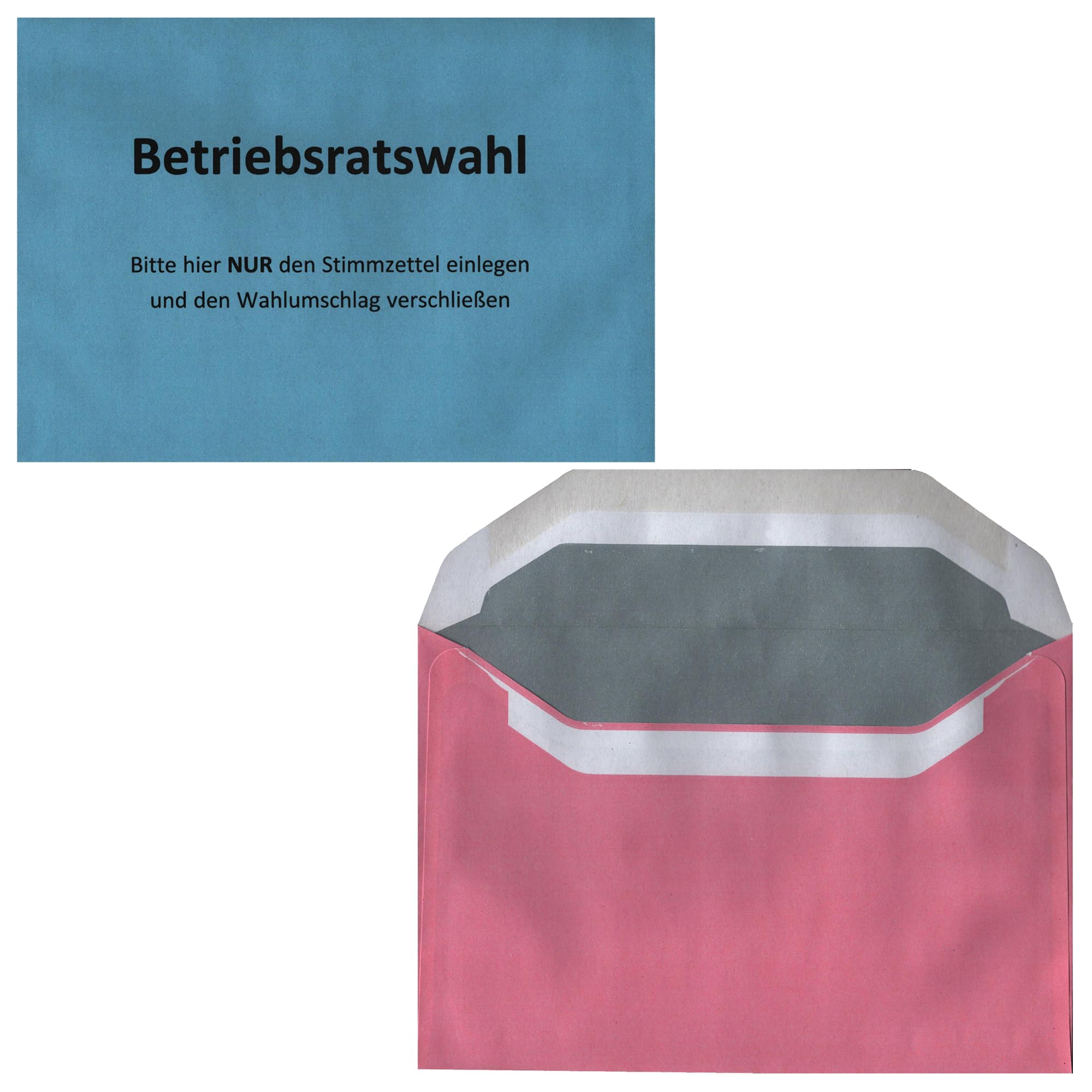 Betriebsratswahl Briefwahl Kombipaket – wahlweise: Stimmzettelumschläge C6 rot/blau + Rückumschläge B6 blau/rot, nassklebend – gesetzeskonform (C6 Blau + B6 Rot – Betriebsratswahl, 25 Stück)