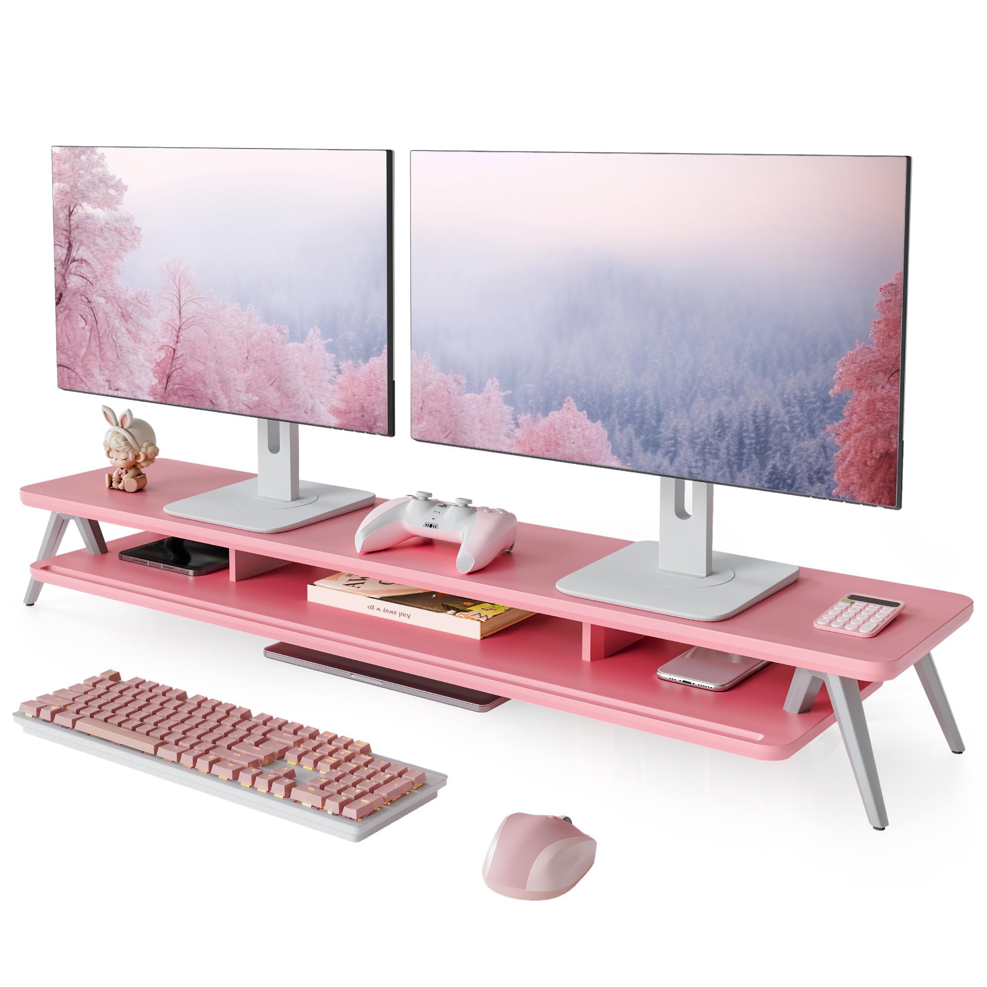 Fenge Stojak na monitor, do laptopa PC, TV, stojak na monitor, różowy, 108
