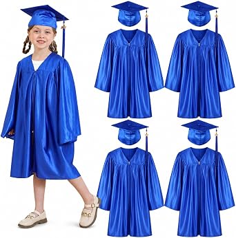 5 set Preschool & Kindergarten Graduation Cap and Gown, Shiny Kids Graduation gown with Tassel 2026+2027 Charm.