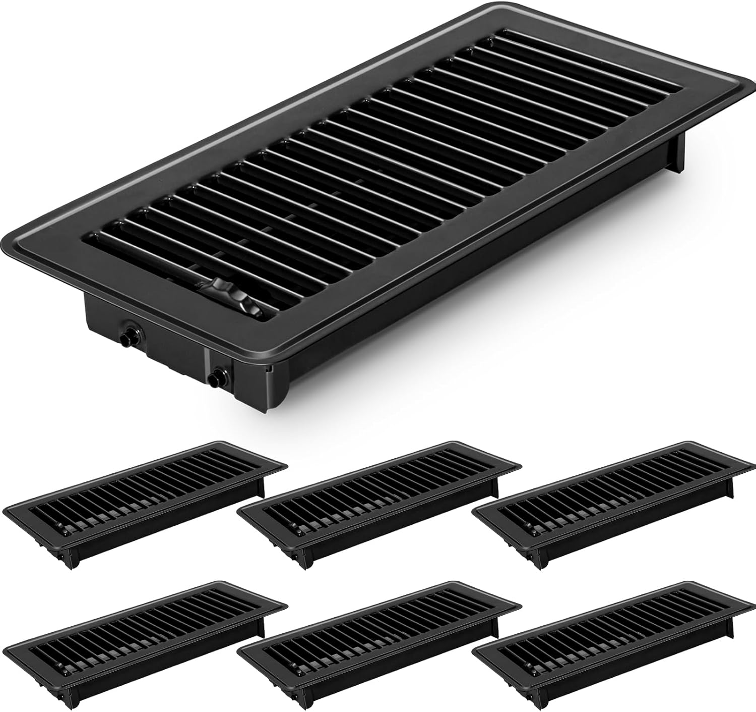 2x12 Heavy Duty Floor Registers, Rust Proof Finish Registers Grilles & Vents (6, Brown, 2x12 Inches)