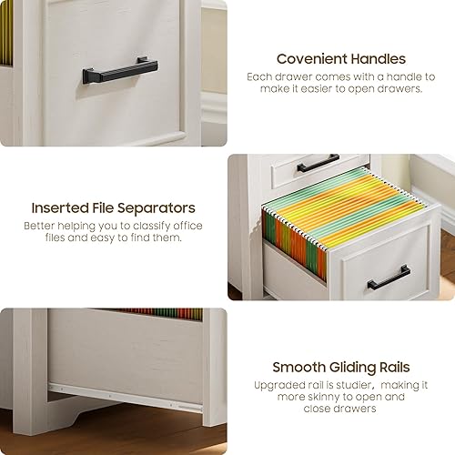 Miniatura 4 de Vabches Farmhouse Escritorio ejecutivo de 49 pulgadas con cajón de archivos, escritorio reversible para computadora con 4 cajones con