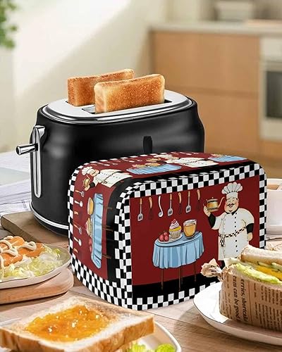Miniatura 5 de Funda para tostadora de chef gordo de dibujos animados de granja, 4 rebanadas, fundas grandes para electrodomésticos de cocina, funda retro para