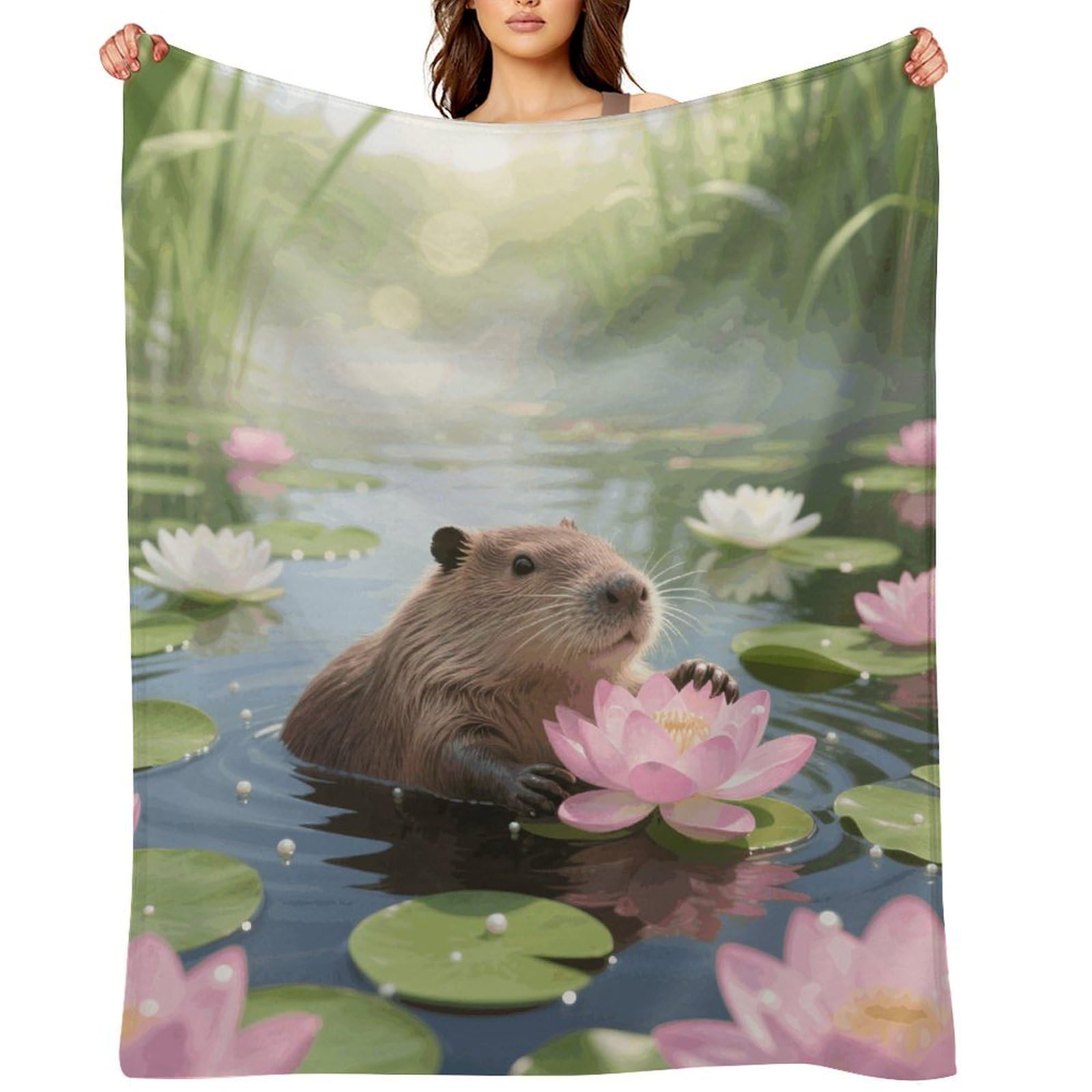 Capybara Blankets Exquisite Luxury Flannel Throw Blanket Anti-Fading Thick Blanket for Sofa&Bed Blankets Ultra-Soft Bath Towels for Adult 40"x50"