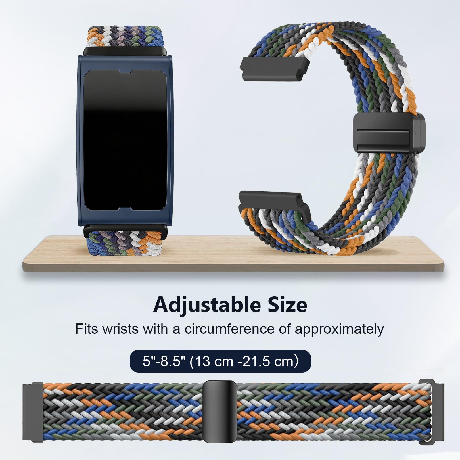 3 Sztuki Tkactwo Paski Kompatybilny z Amazfit Helio Strap, 22mm Elastyczne Nylon Paski Zamienne Zapięcie Magnetyczne Armband dla Sportow Kobiet i Mężczyzn