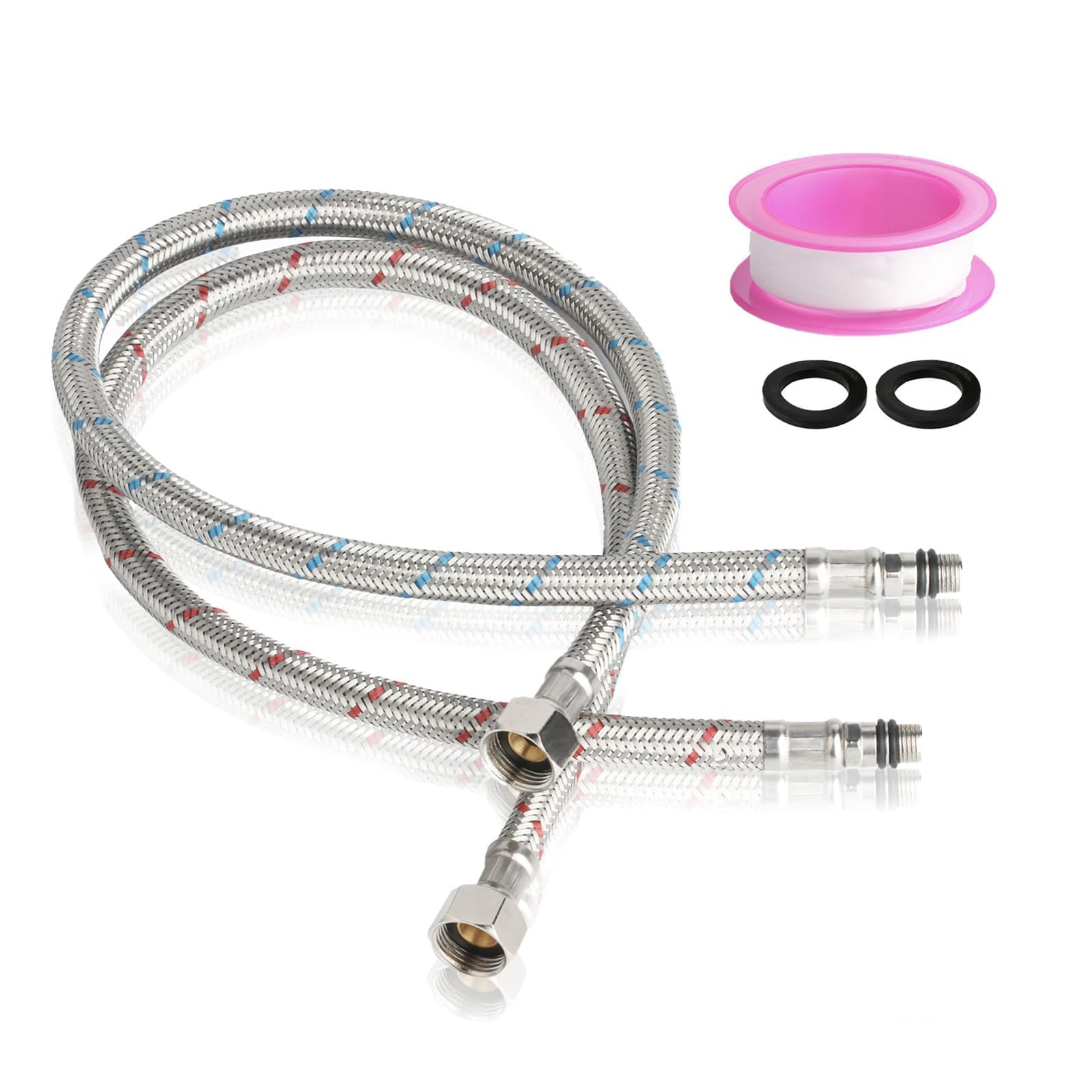 2 Piezas Latiguillos de Fontanería, Manguera de Conexión Flexible Mangueras de Grifo de Trenzadas G3/8 x M10, Latiguillos de Grifería de Acero Inoxidable para Fontaneria Cocinas Baños