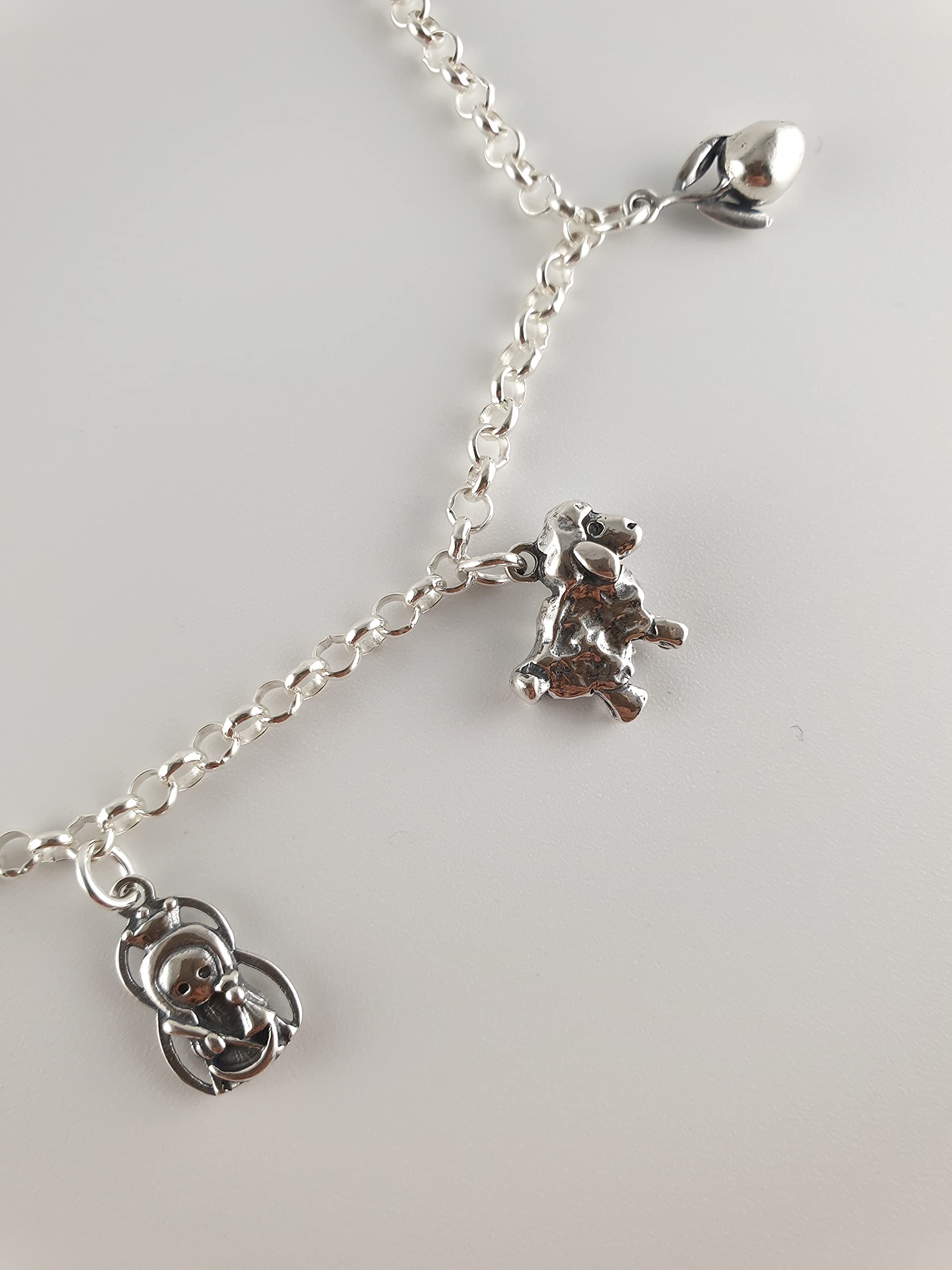 Pulsera plata ley virgen de la cabeza (morenita) 20cm