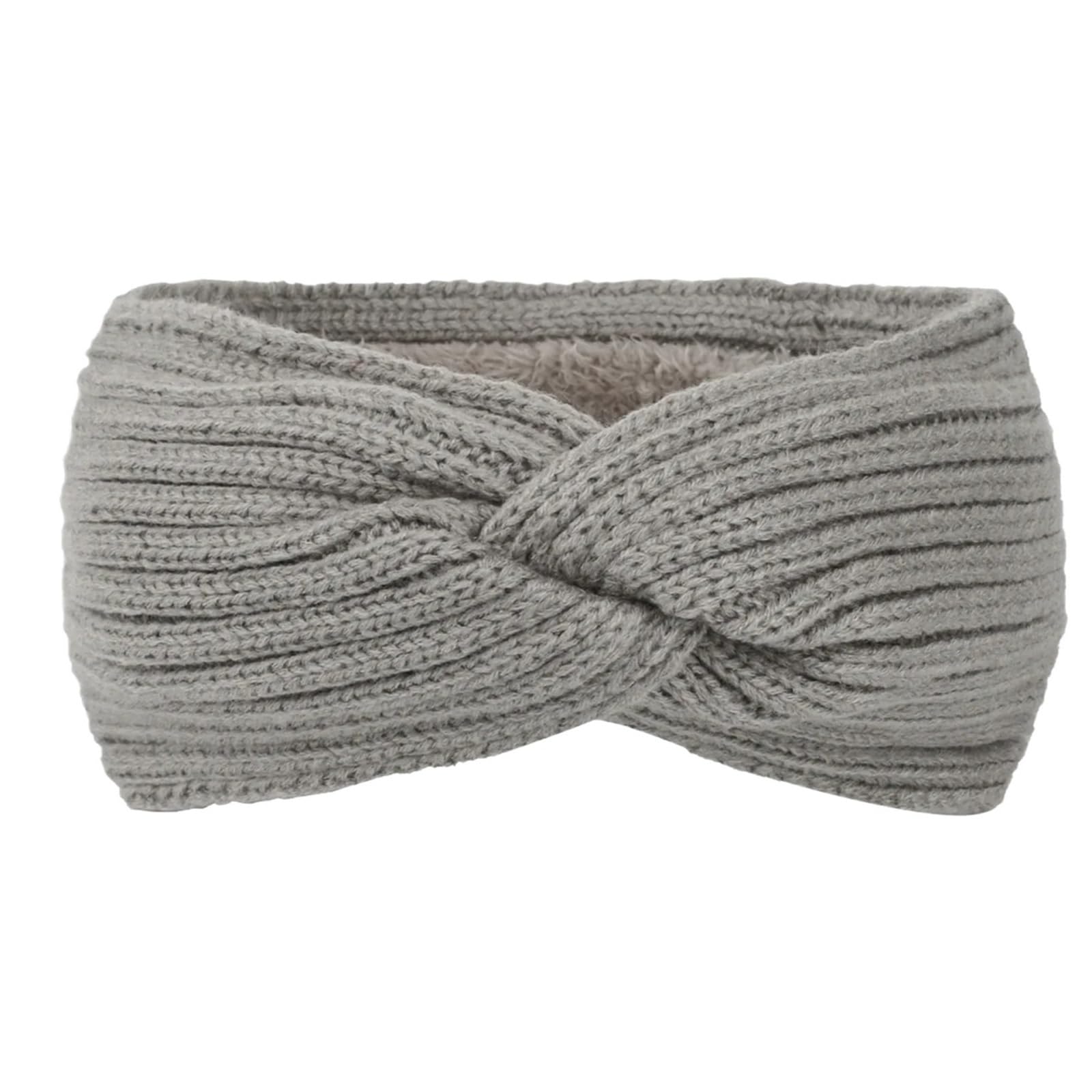 Diadema cruzada tejida ancha de invierno for mujer, turbante elástico for Yoga, gorros cálidos felpa, accesorios for el cabello, 2 uds Para Mujer(Light gray)