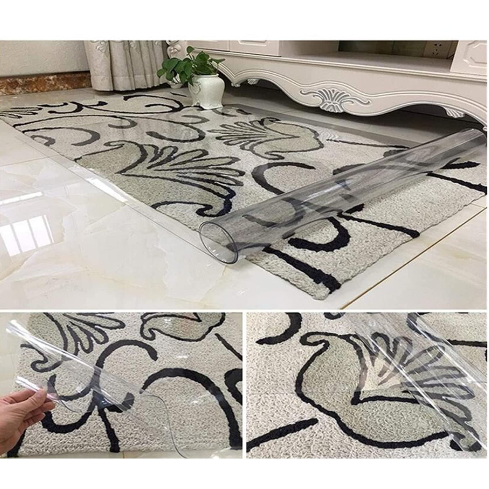 Tapis de Chaise Transparent pour sols durs, en PVC Transparent Haute résistance aux Chocs, indéformable, pour Bureaux et Maison, épaisseur 1,5 mm, Longueur 100-600 cm, Facile à Nettoyer (100