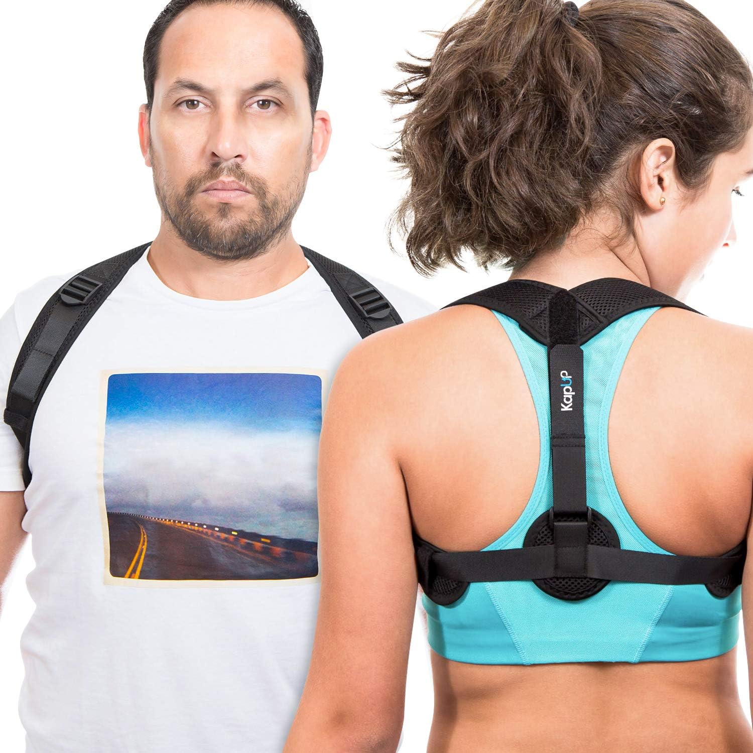 Back Brace Posture Corrector by KapUp - Adjustable Back Straightener - Posture Trainer - Relieves Back Pain by Pulling Your Shoulders Back To an Upright Posture