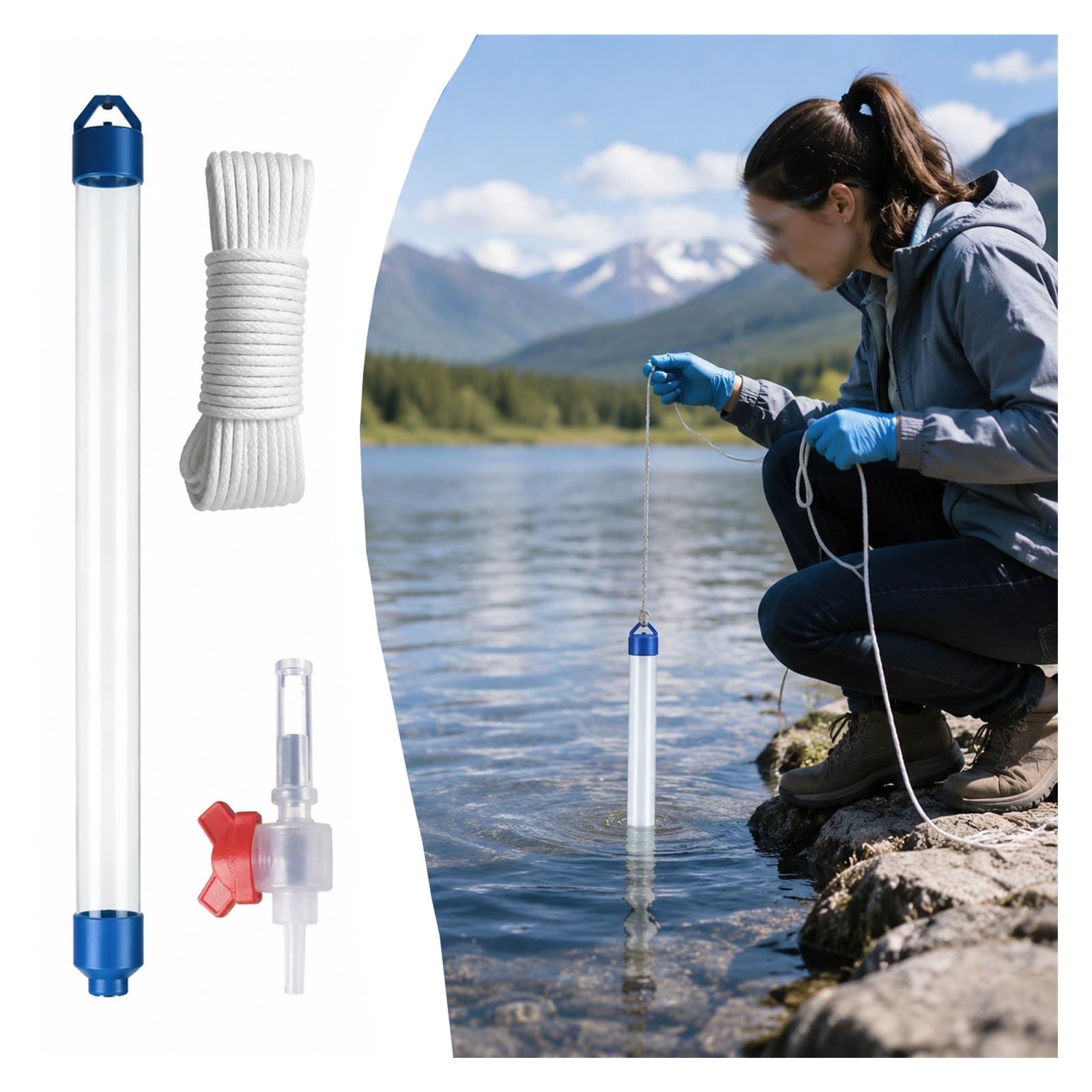 MZZKFC PVC Groundwater Sampling Pipe，250 500 1000ml Water Sample Rod for Pool，Excellent Sealing Performance，22.3 36.7 37.2in Long Deepwater Sampler Reusable(36 7/10 in(932mm)-0.250L)