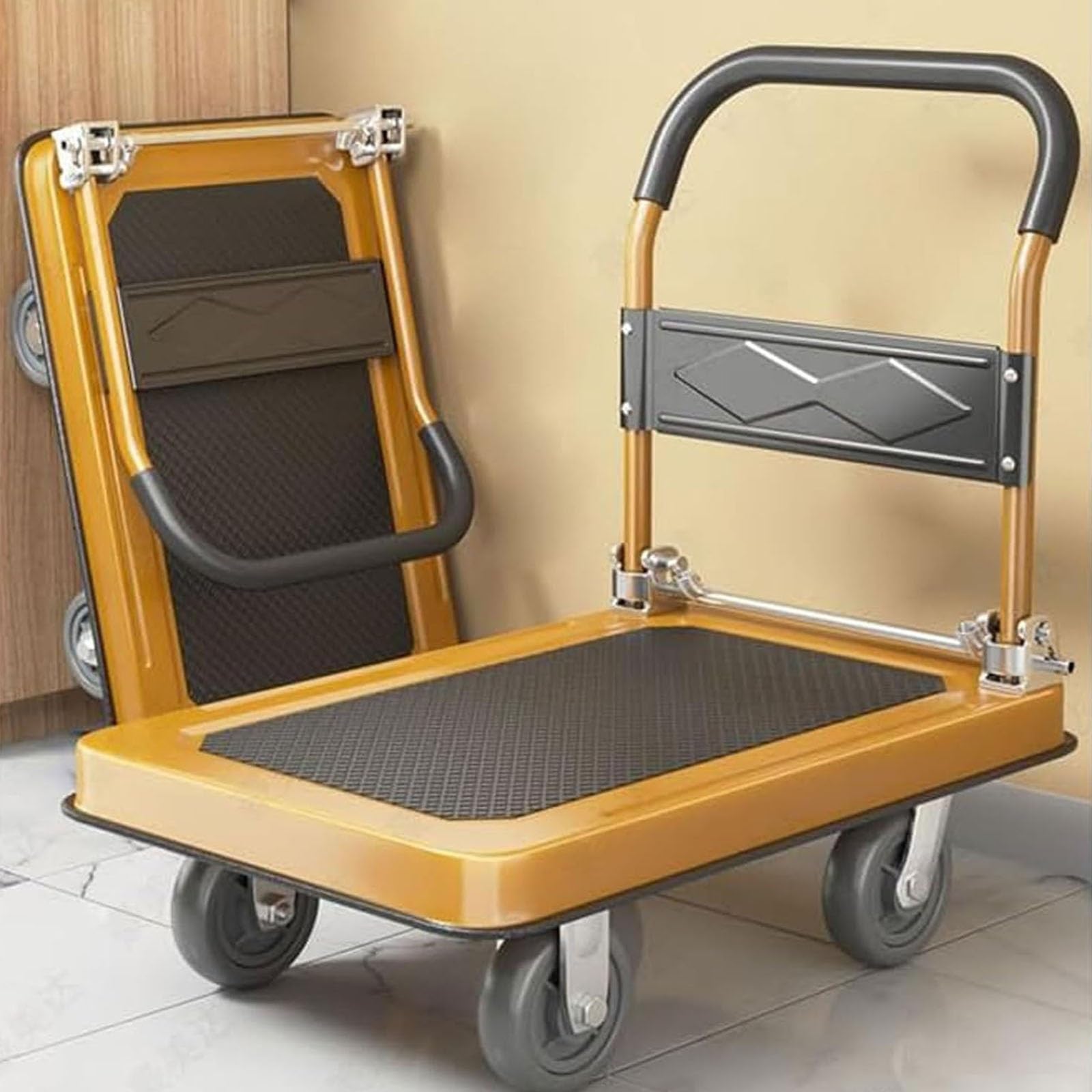 Carrello da Trasporto Carrello Piccolo Dolly Portatile Carrelli Carretto Domestico Robusto Carrello da per L'uso in Adatto per Lo Spostamento di Cantieri Trasporti E Altri Scopi(60X90cm)