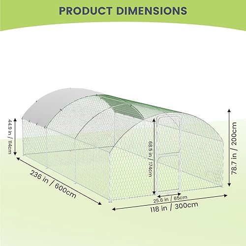 Miniatura 11 de Gallinero de metal grande, gallinero en forma de cúpula con doble puerta, gallinero con cubierta impermeable y anti-UV, corral grande para pollo