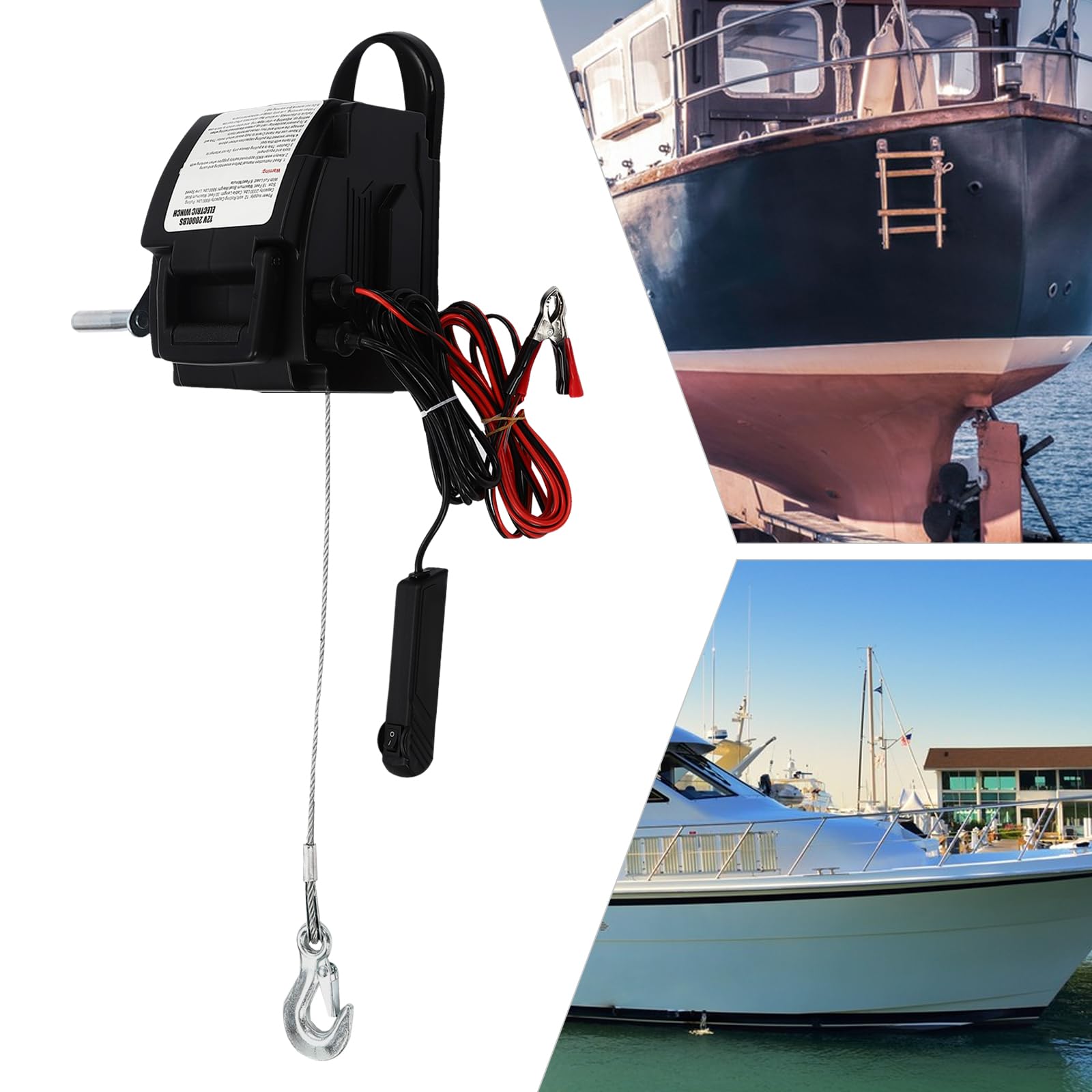 Paranco Elettrico, Verricello Portatile, 2267,96 Kg, con Manovella, Argano Di Sollevamento, Gancio Solido, Strumento Rimorchio, Cabestan A Cavo, Adatto Per Automobili, Rimorchi, Camion, Yacht, Barche