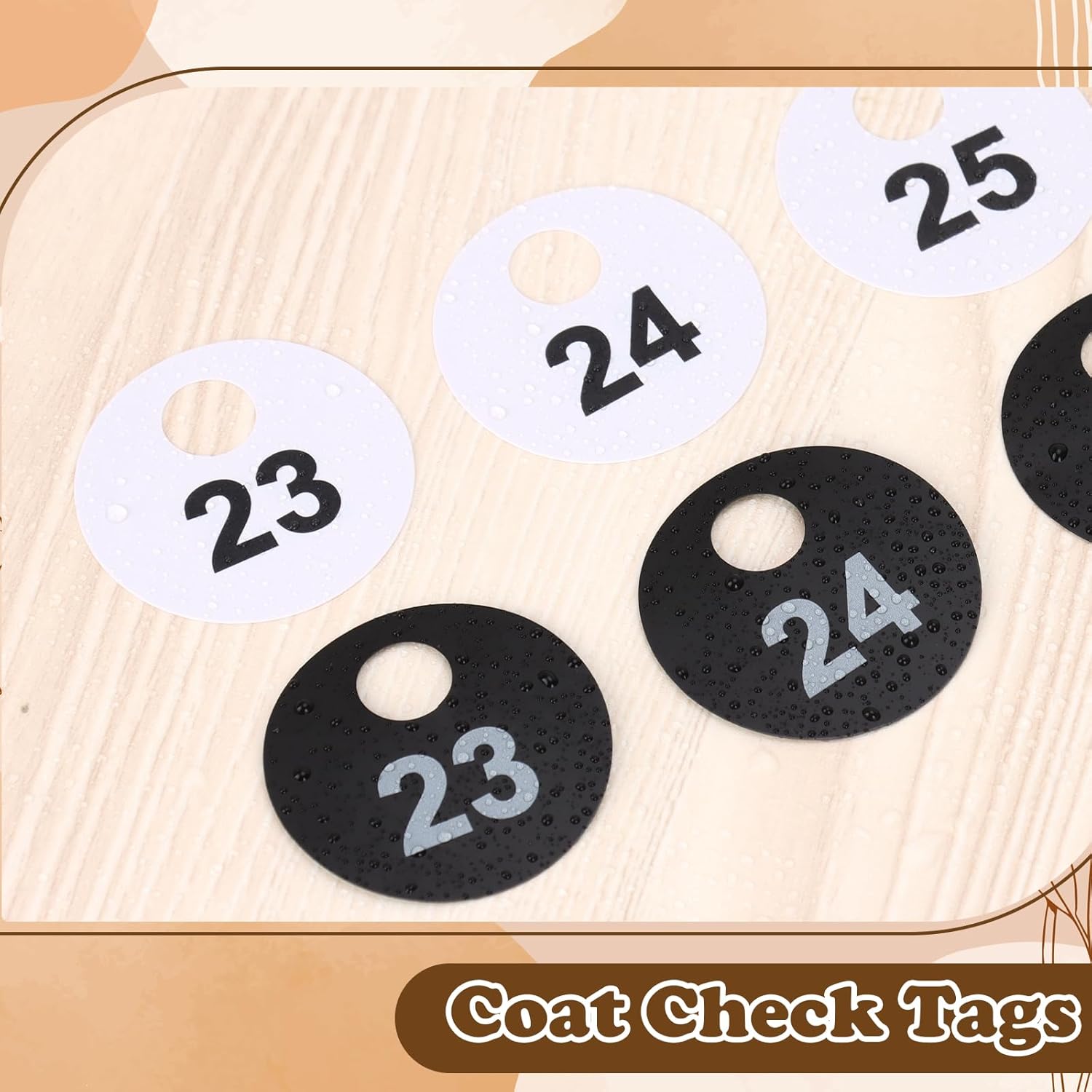 1200Pcs Coat Check Tags Round 2 Part Plastic Number Cards 1.7 inch Check Tickets 1 to 600 with Hole Reusable Coat Room Tags Claim Ticket for Closet Organization Live Event Event Raffle Draws White