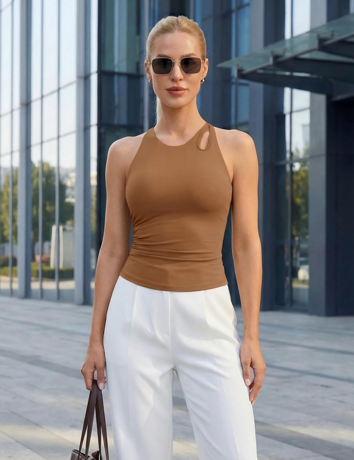 BMJL Womens Workout Tops Athletic Tank Top Built in Bra Yoga Sleeveless Fitted Gym Clothes Fitness Cute Summer Outfits - Image 5