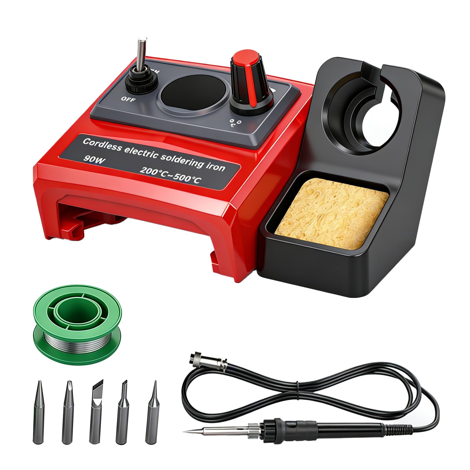 Cordless Soldering Iron for Milwaukee 18V Battery, Portable Electric Fast Heating Up Soldering Iron Adjustable Temperature 200-500 °C for DIY, Appliance Repair, Jewelry, Wire Welding (red)