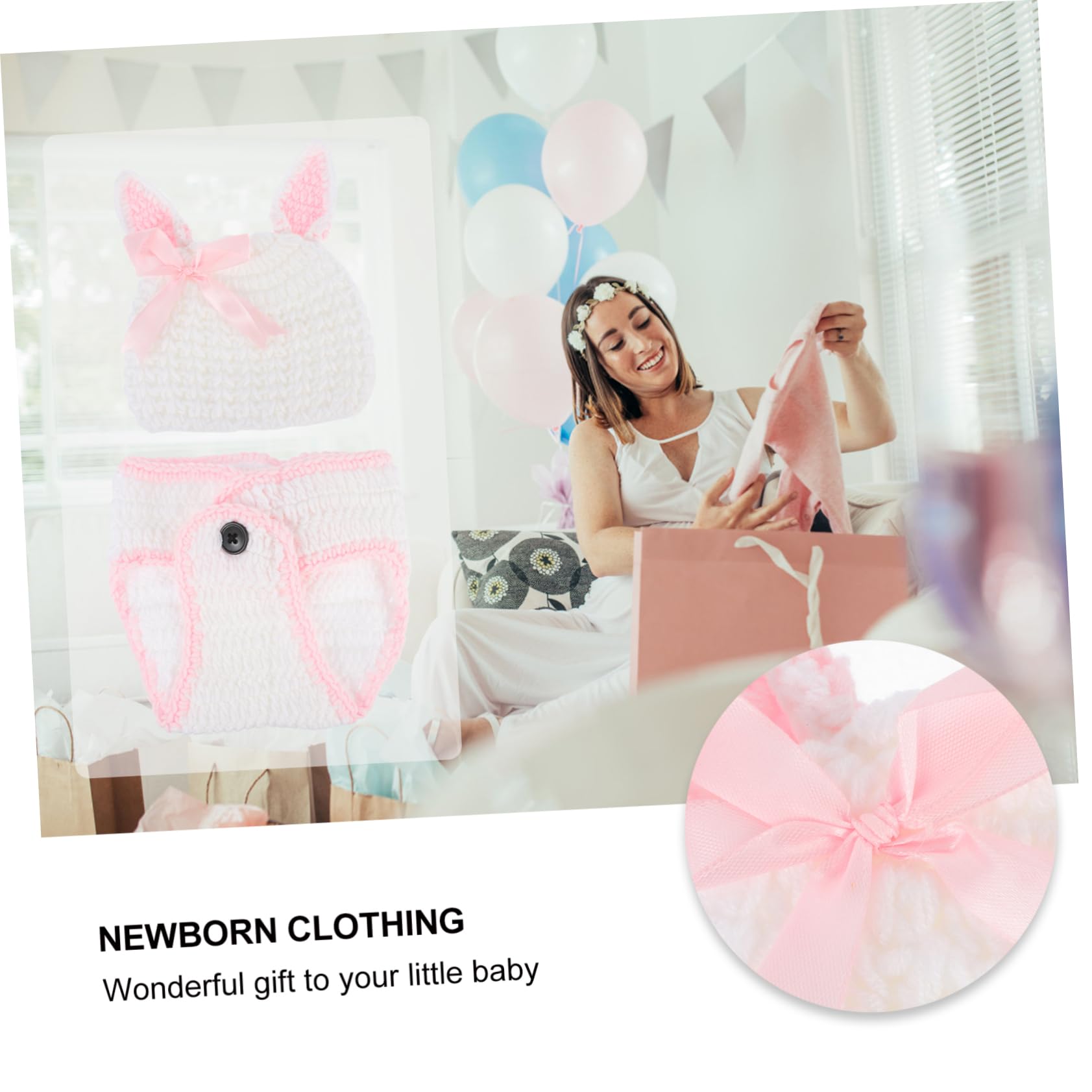Sosoport 4juegos Conjunto De Fotografía para Recién Nacidos Disfraz De Conejito De Ganchillo Ropa para Bebés Accesorios para Sesiones Fotográficas para Fiestas y Celebraciones