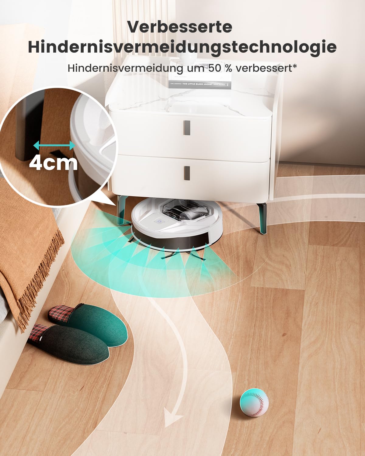 Lefant Robot aspirapolvere M320, 6000Pa, aspirapolvere robot con navigazione di precisione, contenitore per polvere da 800 ml, 210 minuti, Wi-Fi/app, ideale per peli di animali, tappeti