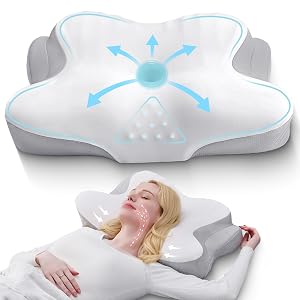 BDEUS Ergonomic Cervical Neck Pillow for Sleeping Memory Foam Pillow with Massage Nodes for Neck Pain Relief Side