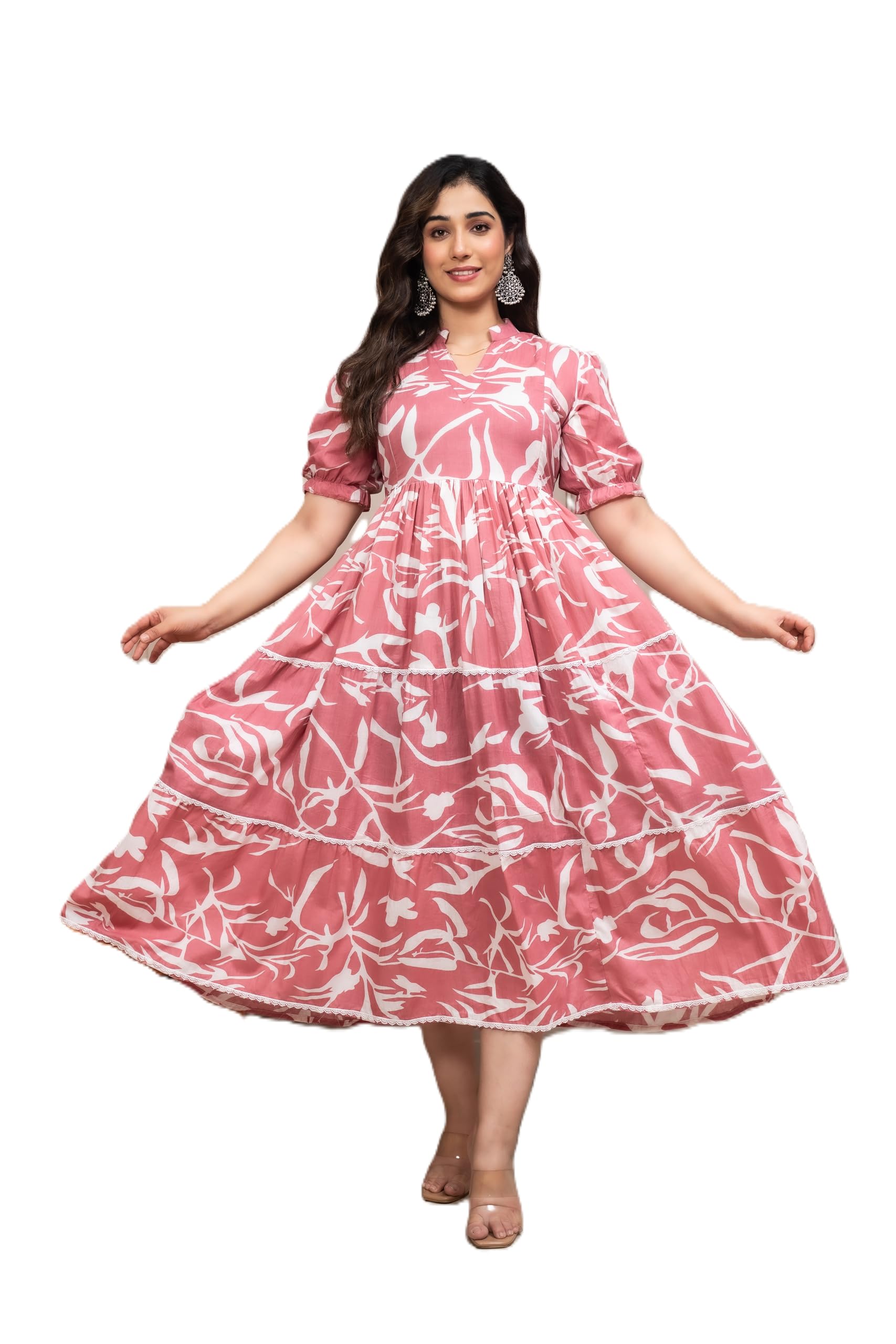 Women's Rayon Printed Maternity/Pregnancy/Easy Breast Feeding Dress with Zippers for Pre and Post Lace Trim Work Staylish Maternity Dress-image-23