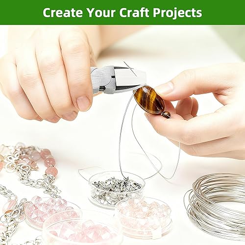 Miniatura 66 de Juego de 5 alicates de joyería, juego de herramientas de alicates para hacer joyas, incluye aguja, nariz, cadena, nariz, alicates doblados redondos