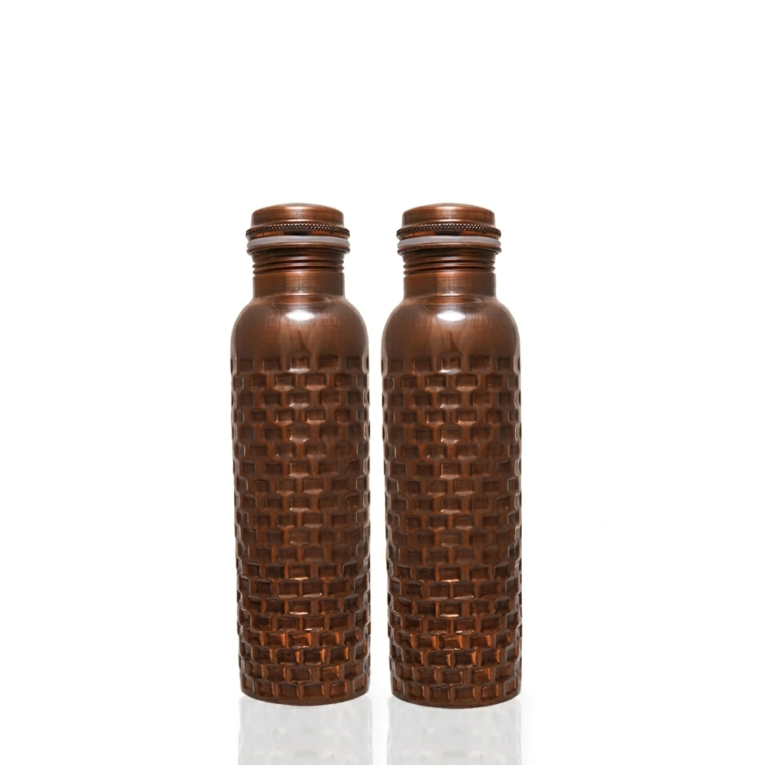 Craft Trade Pack of 2 Pure Copper Bottle with Lid Leak Proof BPA Free Brick Drinking Water Bottle for Boosts Immunity & Liver Health, Ayurveda Inspired 34oz - 1 Litre Black โ image 1