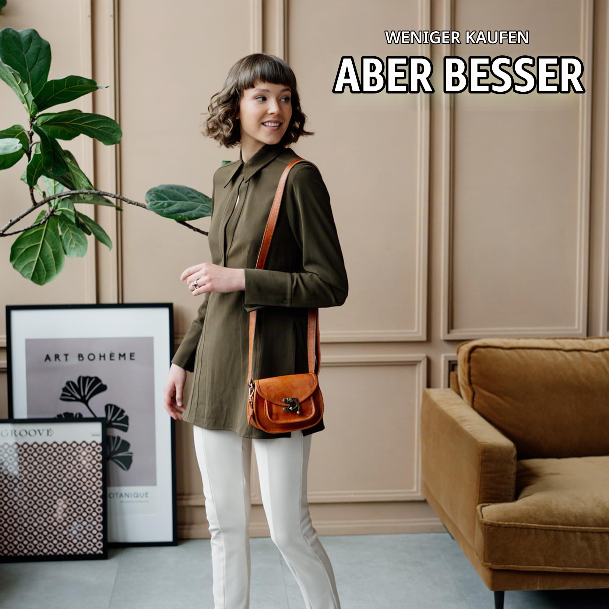 Berliner Bags Vintage Schultertasche Valencia, Kleine Umhängetasche, Handtasche aus Leder für Damen - Braun