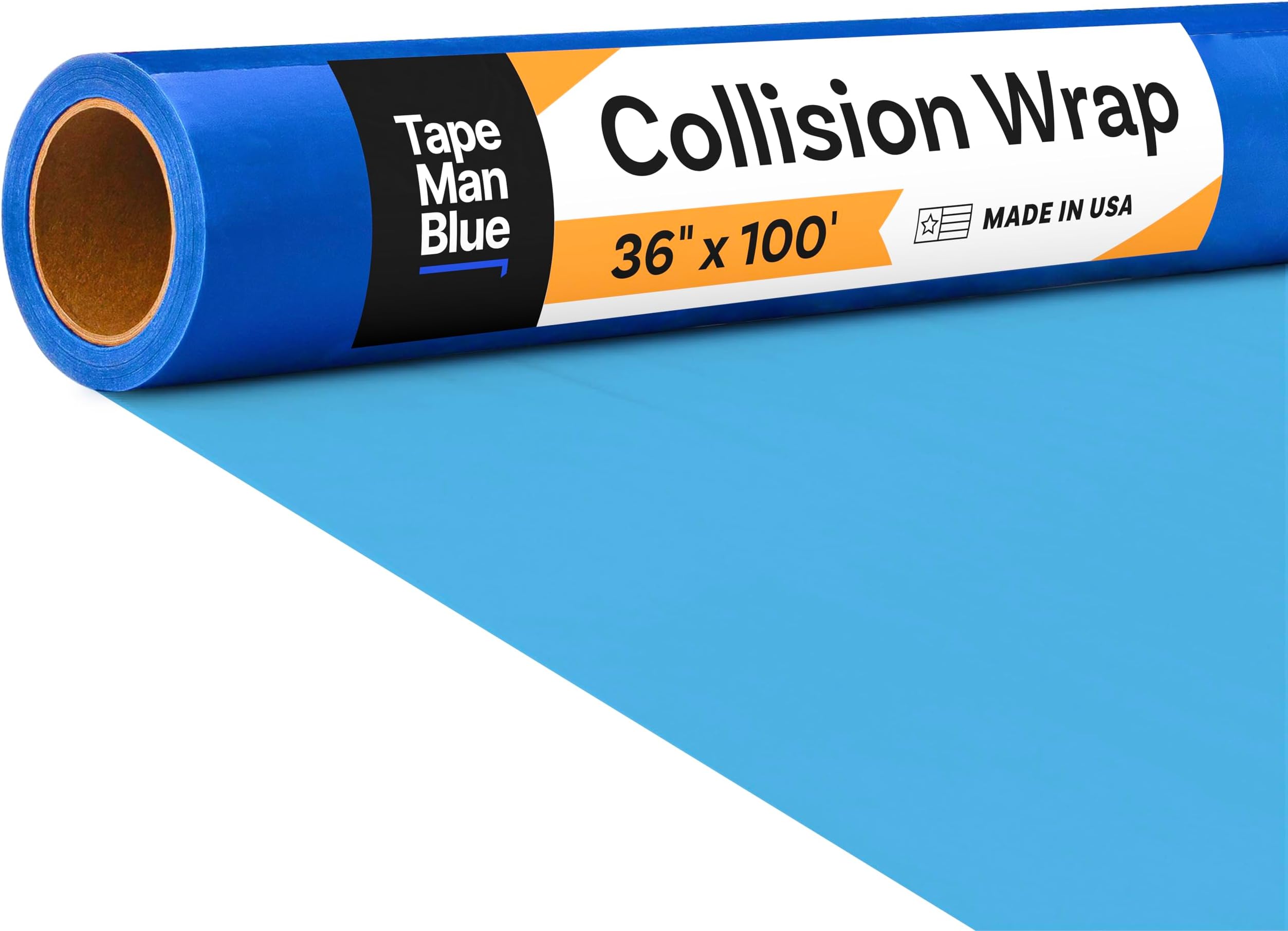 TapeManBlue 36 inch x 100 feet Blue Collision Wrap for Damaged Vehicles & Car Windows, Self-Adhesive Broken Window Cover for Cars, Made in America