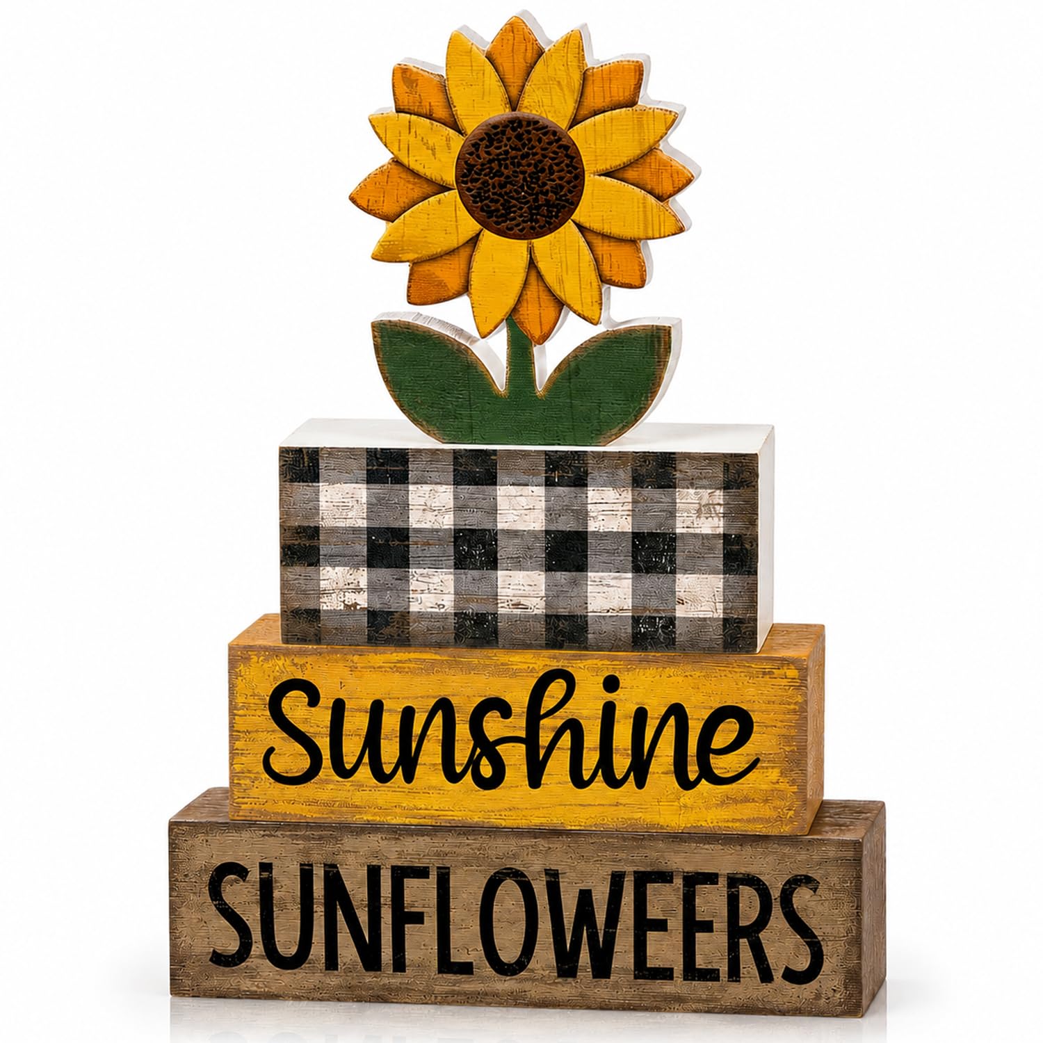 LUMIREX Sonnenblume Holz Dekoration für Tisch Fensterbank, Holzdeko zum Hinstellen, Rustikale Deko Wohnzimmer Modern für Regal Flur Büro Sideboard, Einzugsgeschenke für Freunde, Kollegen und Familie