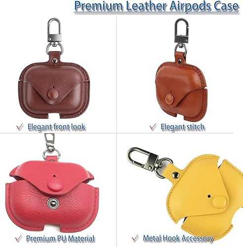 Miniatura 6 de AirPods 3 Funda de cuero para Apple AirPods de 3 generación de moda, funda negra con cierre a presión, funda de carga (negro)