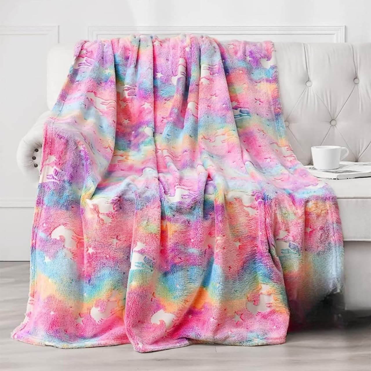 Famyo® Unicorn Glow in The Dark Blanket for Kids | Birthday Gifts for Kids Age 3-15 | AC Blanket for Boys/Girls | Return Gift for Son/Daughter/Nephew/Niece | Dreamy Unicorn Gift for Girls-image-23