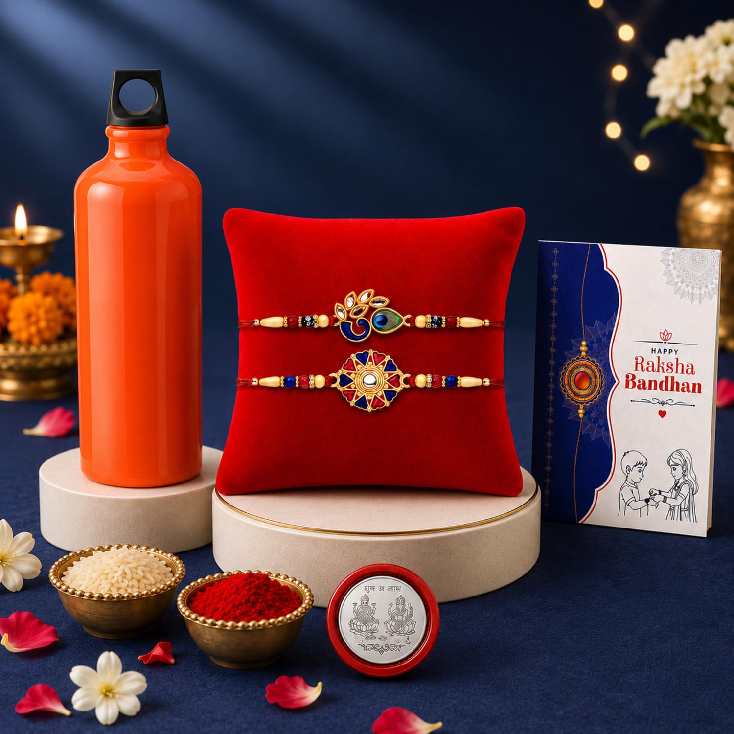 Oblivion Rakhi Set of 2 for Brother – Silver Color Pooja Coin and Greeting Card with Shake Mug 2 Pcs, Raksha Bandhan Gift Combo for Bhaiya, Bhabhi & Kids, Traditional Pack for Festival Celebrations-image-20