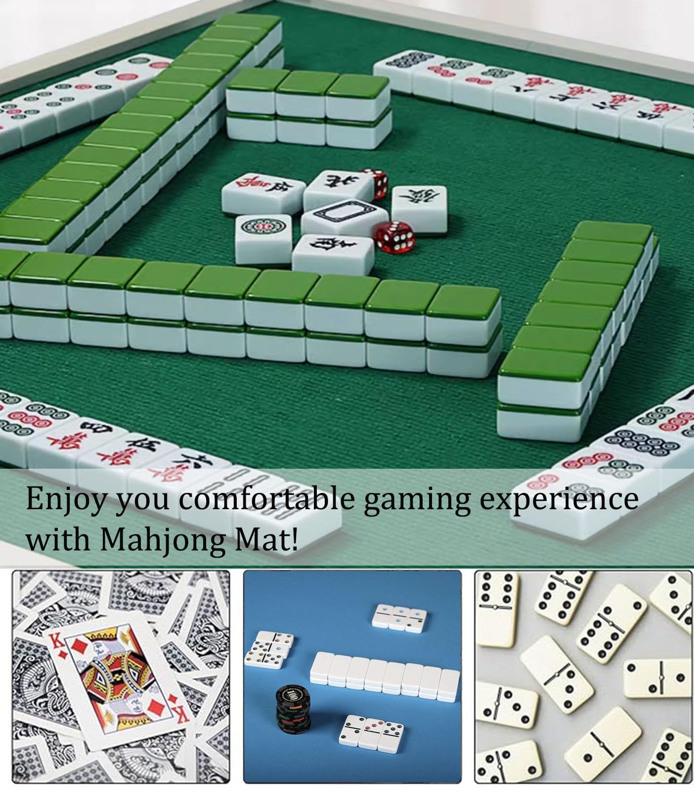 zestaw do gry mahjong, Kwadratowa mata na stół Mahjong z pozycjonowaniem wiatru, zagęszczona antypoślizgowa mata do kart do gry do gier karcianych do pokera Gry planszowe Płytki Mahjong (kolor: czerwo