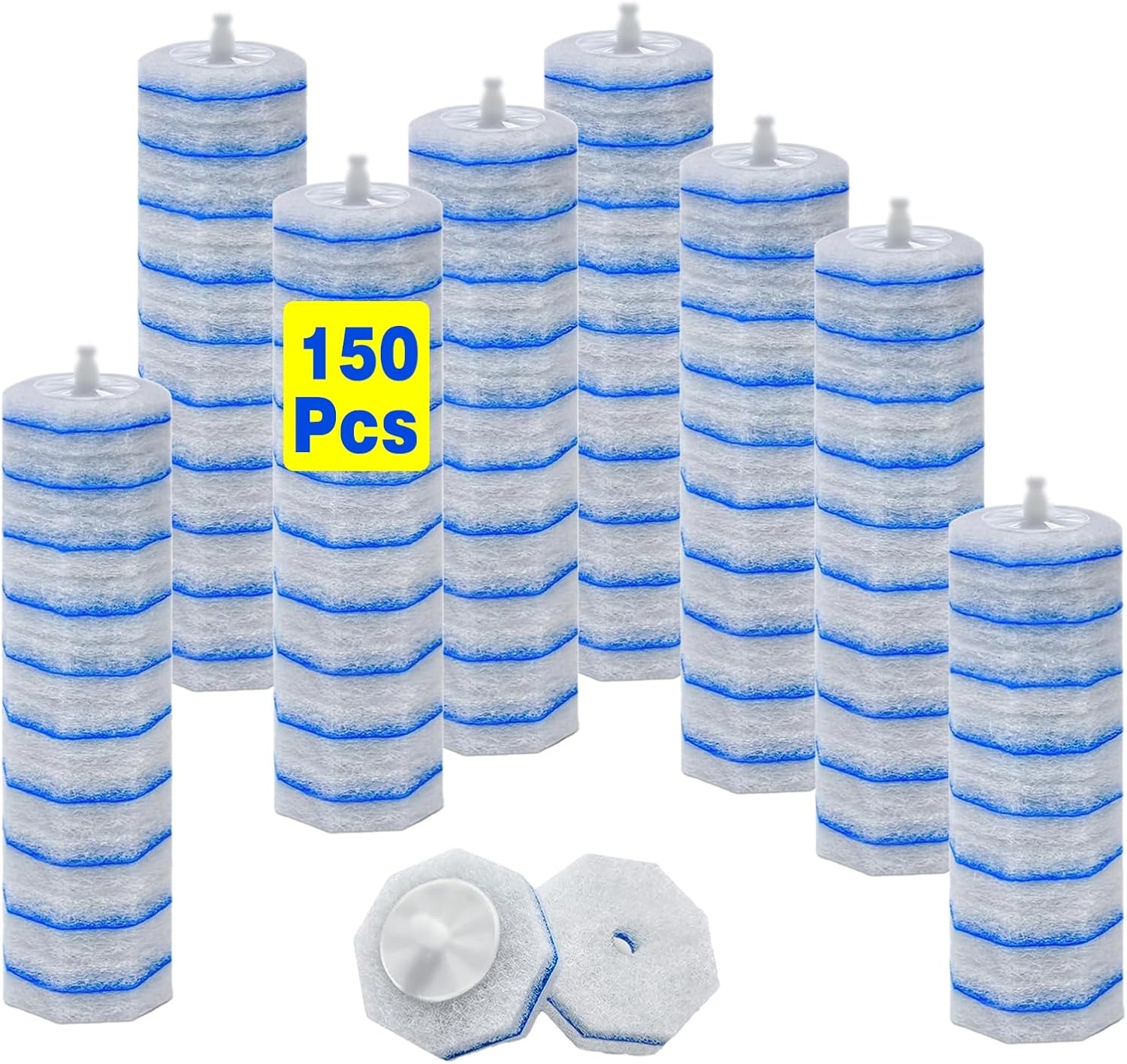 2X Cleaning Power Upgrade Formula Toilet Wand Refills, Fits for Clorox Wand,150 Count Disposable Toilet Bowl Wand Refills - No Falling Apart, Fits Most Brand Toilet Brushes for Bathroom Cleaning