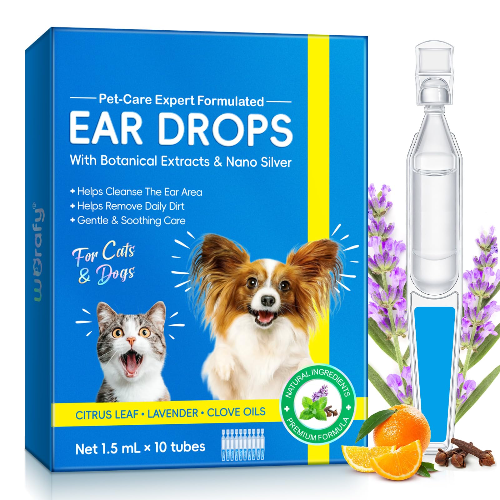 LIXINGLY Pet Ear Cleaning Ear Drops for Dogs and Cats - Treat Ear Mite Infections, Yeast Infections, and Earwax Buildup, Soothe Itching, Disposable Ear Cleaning Essence 10 PCS