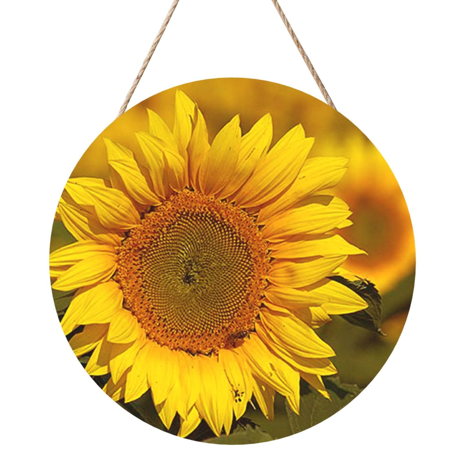 Sunflower, Round Wood Panel Painting 12 in, Wall Hanging Painting For Home
