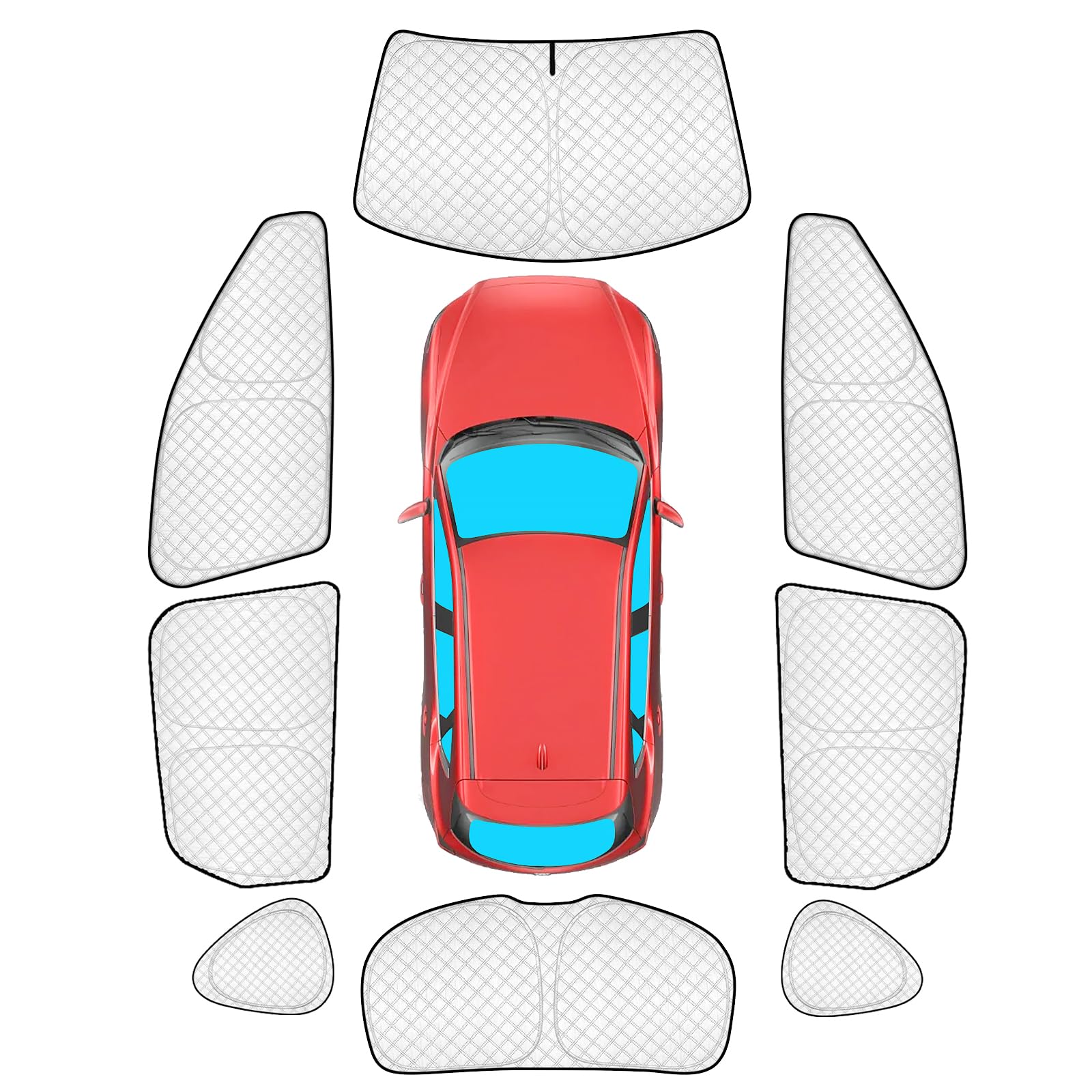 KMF 8pcs Thicken Full Sun Shades for Mazda CX-5 Accessories 2017-2025, Car Window Covers Sunshade for Windshield Side Rear, UV Block and Privacy Blackout for Car Camping Outdoor
