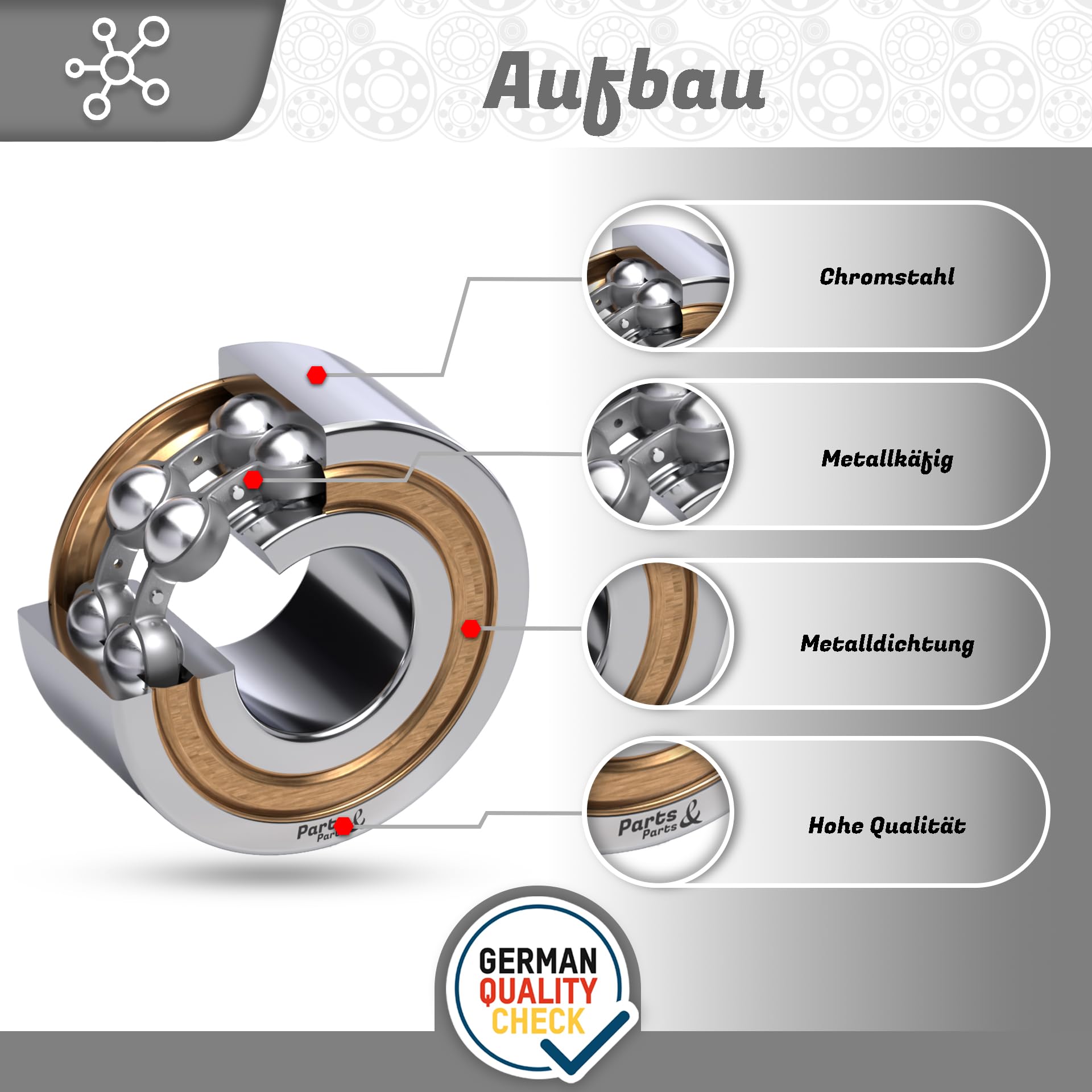 Schrägkugellager DAC 30550032 2Z 30x55x32mm, DIN 628, zweireihig, Reibungsarm, abgedichtetes Lager für radiale & axiale Belastungen, Ideal für Industrie- & Automobilanwendungen