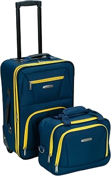 Rockland Fashion Softside Upright Luggage Set, Navy, 2-Piece 14/19