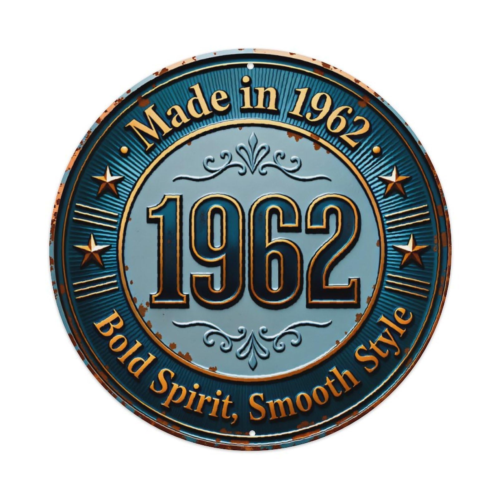 Made In 1962 Vintage Embossed Wall Sign Vintage Aluminium Metal Sign, Retro Wall Decor for Home, Bar, Garage & Farmhouse 20x20cm