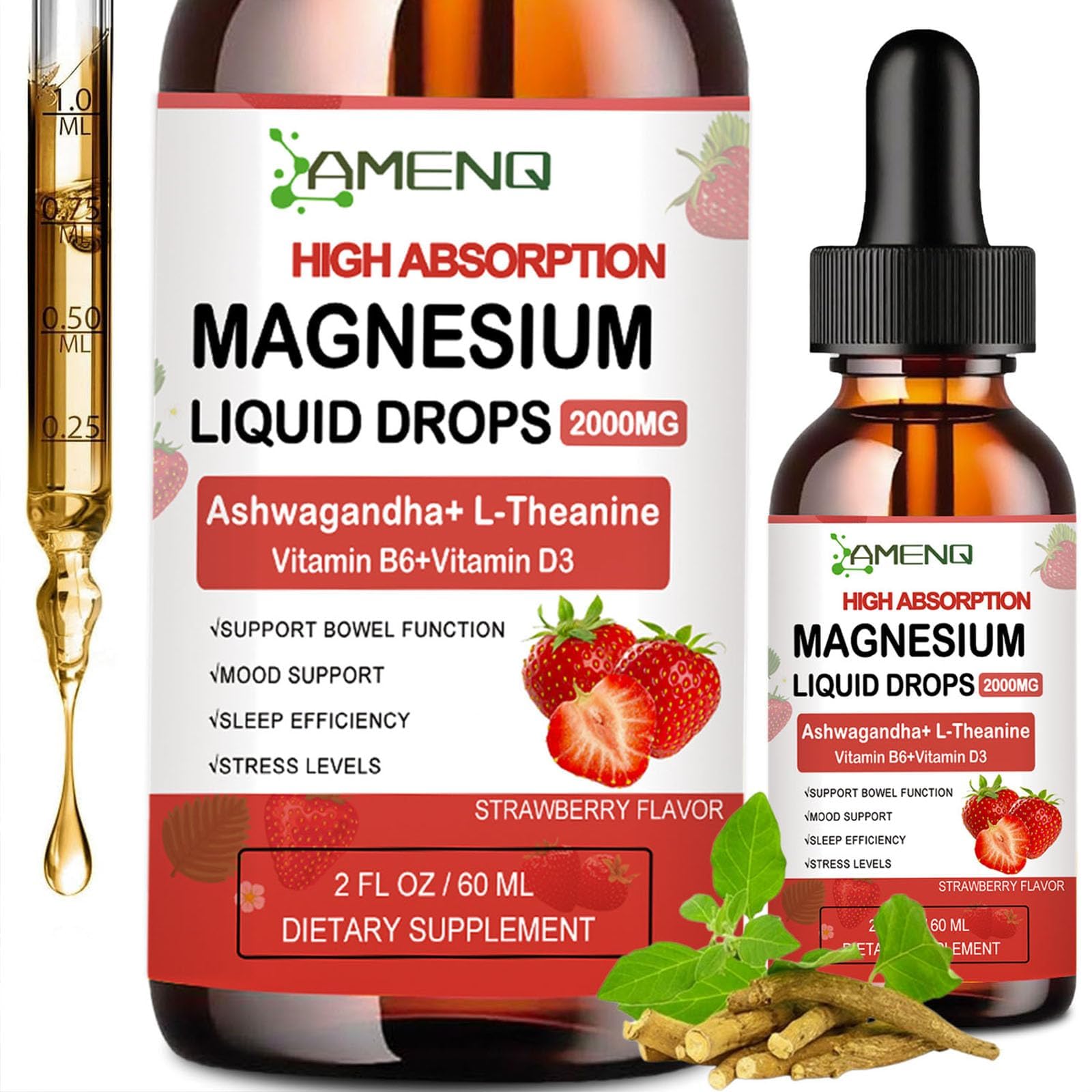 Cortisol Supplements for Women Men, Cortisol Manager Reducer Liquid Drops Strawberry
