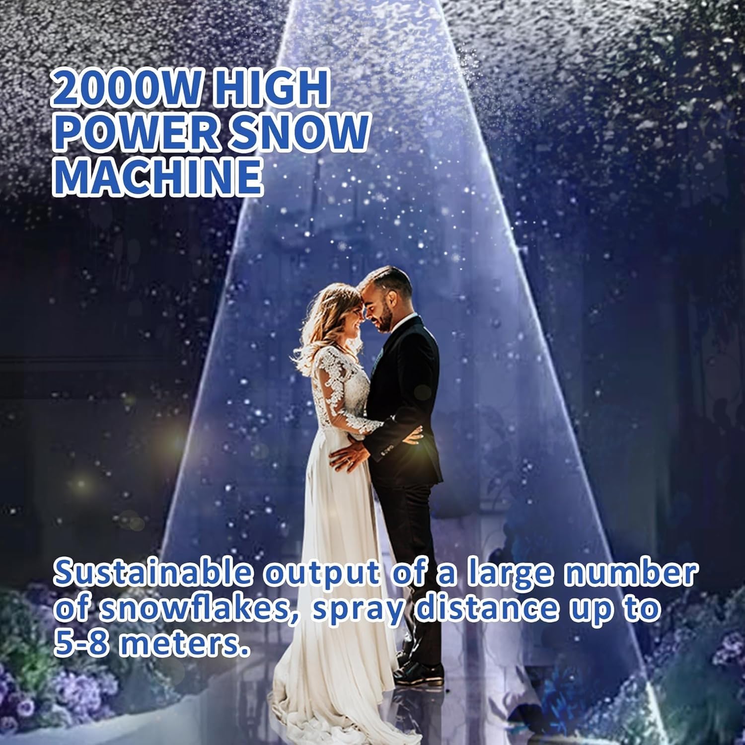 Generatore di neve artificiale per eventi e decorazioni, generatore di neve artificiale da 2000 W di livello commerciale, dotato di telecomando manuale e wireless.